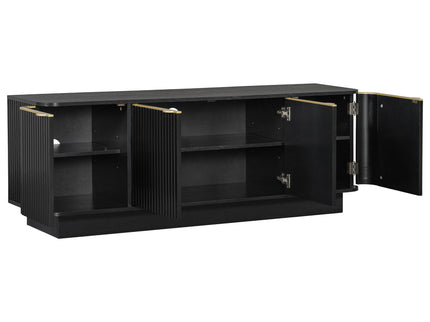 TV Stand, Fluted Media Console With Adjustable Shelves And Cable Holes