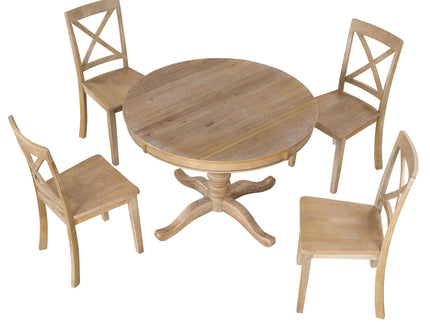 Modern Dining Table Set For 4, Round Table And 4 Kitchen Room Chairs, 5 Piece Kitchen Table Set For Dining Room, Dinette, Breakfast Nook