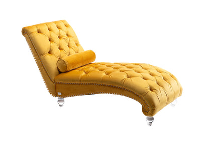 Chaise Lounge Indoor, Button Tufted Upholstered Chaise Lounge Chair With Pillow