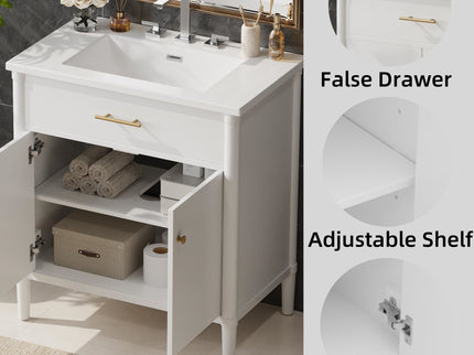 Bathroom Vanity With Sink, Soft Close Doors And Adjustable Shelf