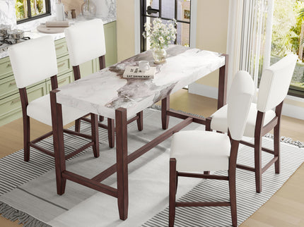 5 Piece Counter Height Dining Set With 4 Upholstered Chairs