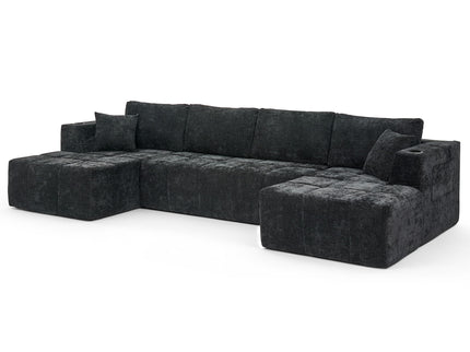 U - Shaped Sectional Sofa, Cup Holders & Side Pockets For Living Room