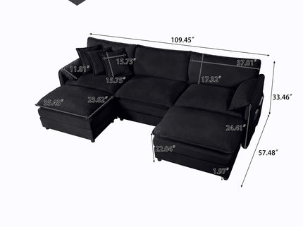 Modern Comfy Deep Seat Modular Sectional Sofa Cloud Couch With Ottoman
