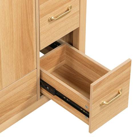 36" Bathroom Vanity, 2 Soft Close Doors, 4 Soft Close Drawers, Adjustable Shelf, Storage Cabinet - Acacia Wood