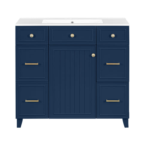 Bathroom Vanity With Ceramic Sink, Soft Close Doors, Adjustable Shelves