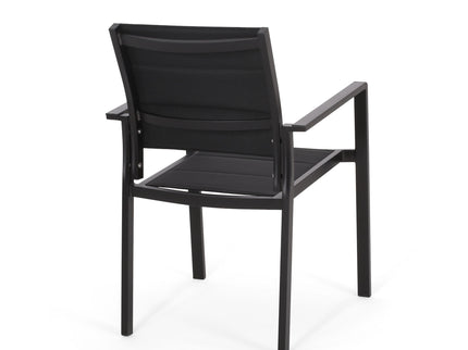 Baird - Outdoor Mesh And Aluminum Dining Chairs - Black