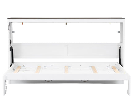 Murphy Bed With LED Light, Foldable Wall Bed Cabinet