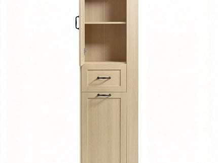 Modern Tall Storage Cabinet With Tilt-Out Compartment, Adjustable Shelves