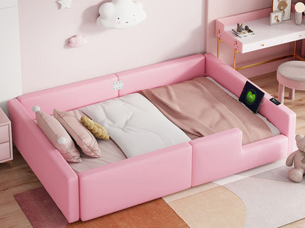 Platform Bed With Guardrail And Charging Station