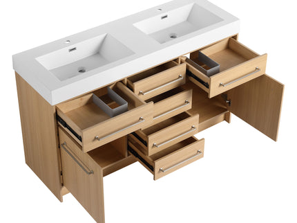 Freestanding Bathroom Vanity With Resin Sink, Soft-Closing Doors And Drawers