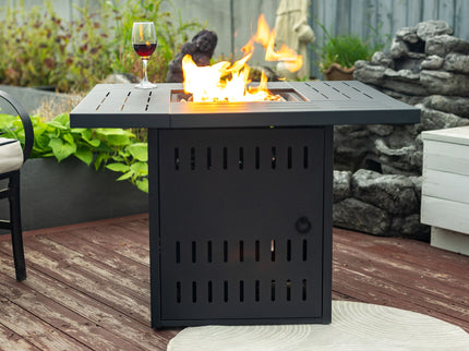 Propane Gas Fire Pit Table, 50000 Btu, Rectangular For Outside - Black