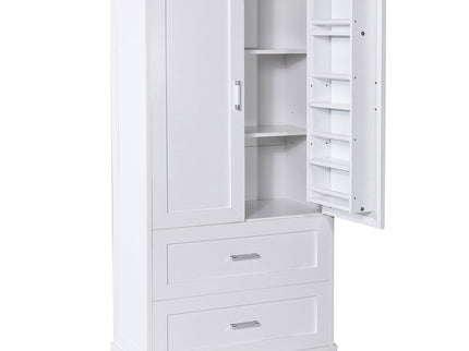 Tall Bathroom Storage Cabinet With 2 Doors And Drawers, Adjustable Shelf