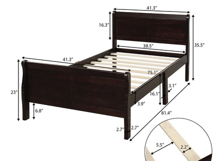 Platform Bed Frame Mattress Foundation Sleigh Bed With Headboard / Footboard / Wood Slat Suppor