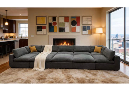 Custom Configuration Modular Sectional & Toss Pillows
