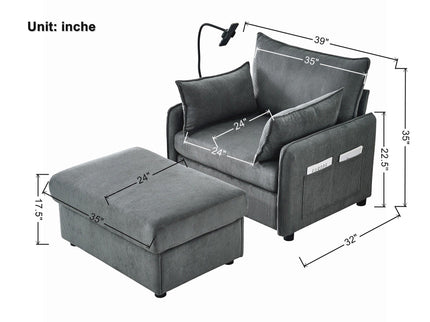 Comfy Oversized Chaise Lounge Chair With Ottoman And Storage