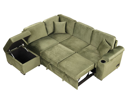 Sleeper Sofa Bed, 2 In 1 Pull Out Sofa Bed L Shape Couch With Storage Ottoman For Living Room, Bedroom Couch And Small Apartment