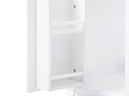 Bathroom Vanity Cabinet Only, 3 Drawers & 4 Doors With Double Layer Shelves - White