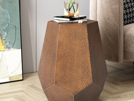 Modern Hammered Iron Geometric End Table