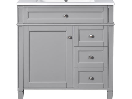 Bathroom Vanity With Top Sink, 2 Drawers & Tip Out Drawer