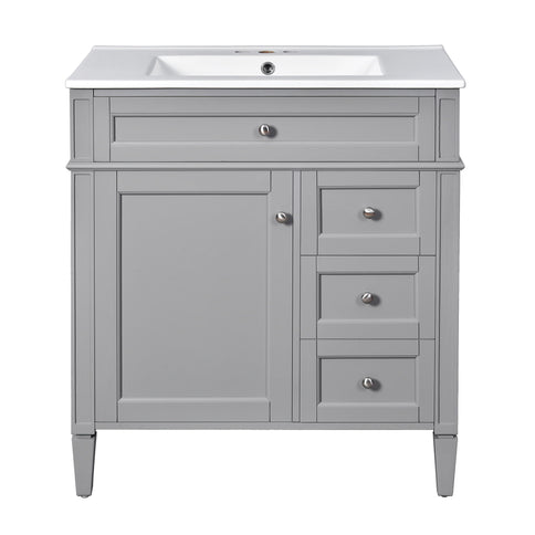 Bathroom Vanity With Top Sink, 2 Drawers & Tip Out Drawer
