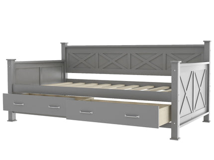 Modern Daybed With 2 Large Drawers, X Shaped Frame