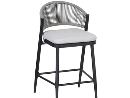 Outdoor 26" Counter Height Metal Frame Counter Stools With Scallop Shaped Backrest & Water Resistant Cushions