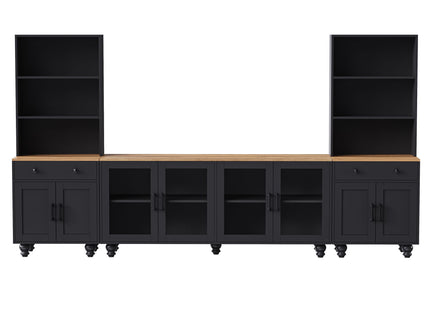 Farmhouse TV Stand With Solid Wood Gourd Shaped Legs For TVs Up To 70"