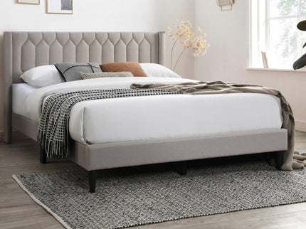 Platform Bed With Diamond Tufted Headboard