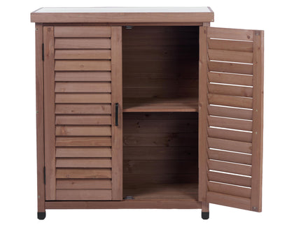 Potting Bench With Storage Cabinet And Metal Table Top For Outdoor