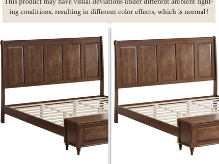 Sleigh Bed Frame With Tall Headboard And Storage Bench
