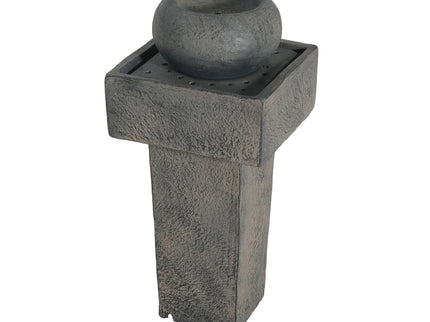 Minimalist Column Fountain With LED Lighting, Outdoor Decor For Patio, Porch And Garden - Gray