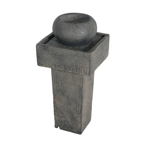 Minimalist Column Fountain With LED Lighting, Outdoor Decor For Patio, Porch And Garden - Gray