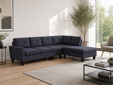 Modular L - Shaped Sectional Sofa 6 Seater 4 Piece Couch With Chaise