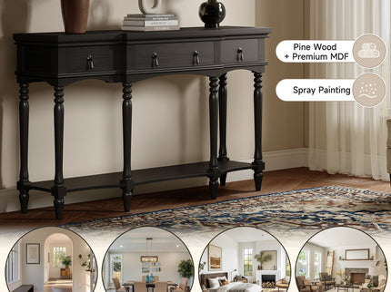 Retro Console Table With 3 Soft Close Drawers