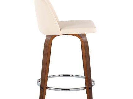 Toriano - Mid Century Modern Fixed Height Counter Stool With Swivel With Round Footrest (Set of 2)