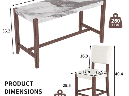 5 Piece Counter Height Dining Set With 4 Upholstered Chairs