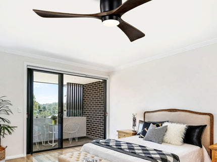 Flush Mount Blades Ceiling Fan With Lights Remote Control, Quiet DC Motor, 6 Speed, Reversible Ceiling Fan For Living Room - Matte Black