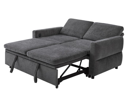 Convertible Sofa Bed Loveseat With Adjustable Backrest And USB Ports