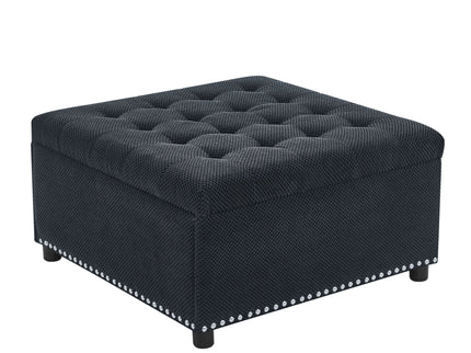 Square Tufted Storage Ottoman With Nailhead Trim