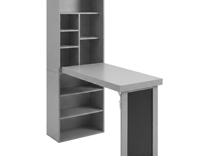 Folding Desk With Storage, Foldable Convertible Writing Table With Blackboard And Shelves For Home Office