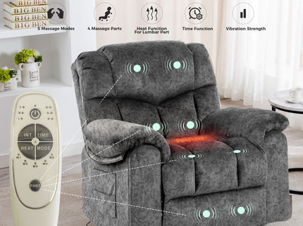 Swivel And Rocking Recliner Chair With Massage And Heating