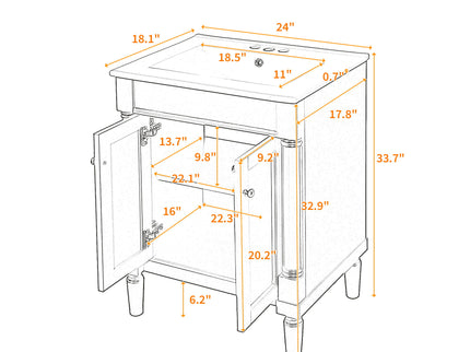 Bathroom Vanity With Top Sink, 2 Tier Storage Cabinet