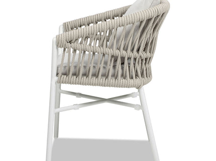 Maiden - Barrel Back Aluminum & Rope Outdoor Patio Dining Chair, Sunproof Olefin (Set of 2)