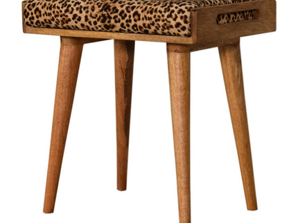 Leopard Tray Style Footstool - Brown Oak