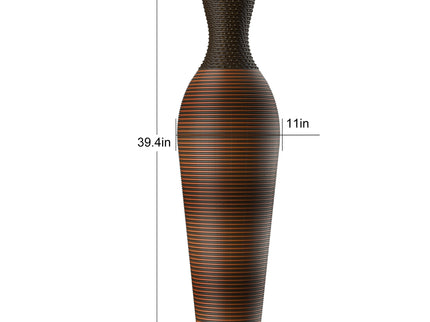 Tall Standing Designer Floor Vases With Elegant 2 Tone Finishes Ideal For Decorating Living Rooms, Bedrooms, Entryways Perfect For Decorating Your Home - Black / Gray