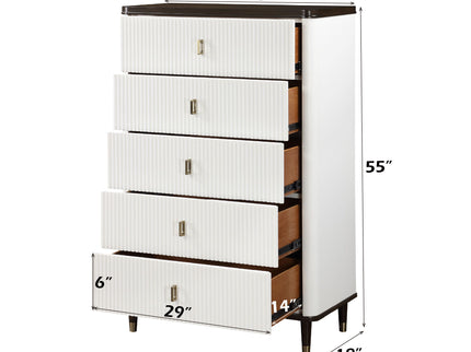 Carena - 5 Piece Bedroom Set (Eastern King Dresser Chest Mirror Nightstand) - Brown / Light Gray / White
