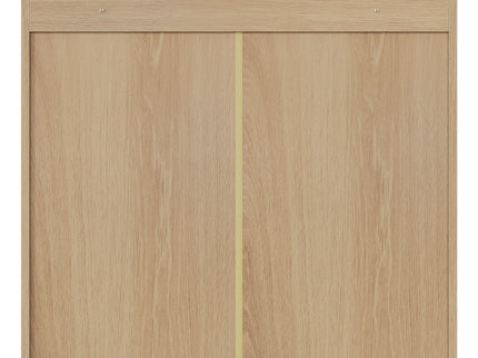 Wall Mounted Bathroom Cabinet With Double Doors And Vertical Grooved Design For Bathrooms - Oak