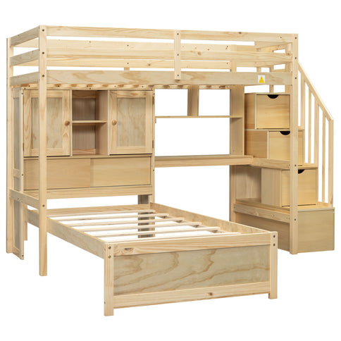 Loft Bed With Built In Desk And Staircase