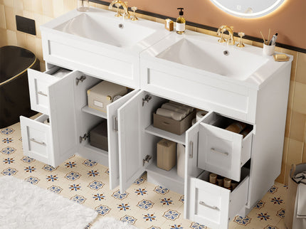 Bathroom Vanity With 2 Doors, 2 Drawers, Adjustable Shelf, Hidden Slides & Soft Close Hinges