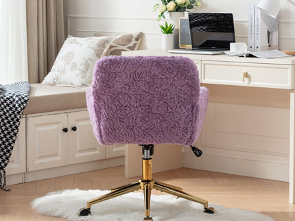 Office Chair, Artificial Rabbit Hair Home Office Chair With Metal Base, Adjustable Desk Chair Swivel Office Chair, Vanity Chair